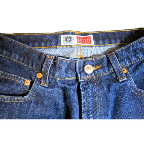 Arizona Women's Blue Denim Jeans Pockets Gold Stitching Cotton Size 7 Mid-Rise - Picture 4 of 6